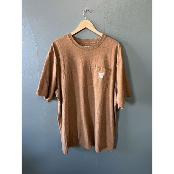 Carhartt Mens Brown Short Sleeve Single Pocket T-shirt Size 2XL Loose Fit - Picture 1 of 3